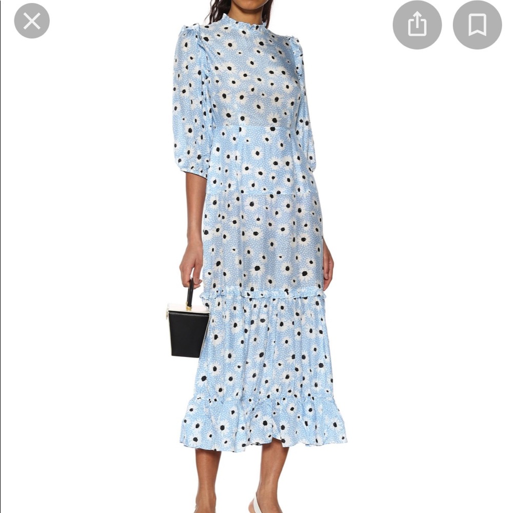 Rixo Blue Monet Daisy Midi Dress